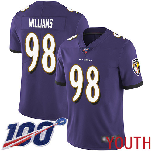 Baltimore Ravens Limited Purple Youth Brandon Williams Home Jersey NFL Football #98 100th Season Vapor Untouchable